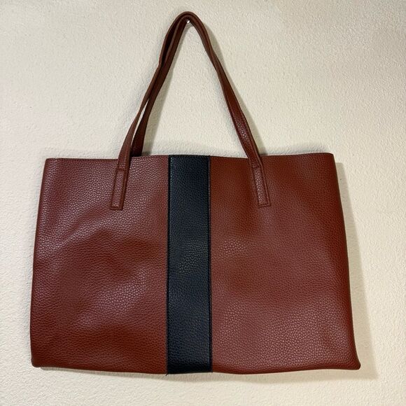 Vince Camuto Rich Brown Textured Leather Shoulder Handbag Purse - Picture 1 of 6